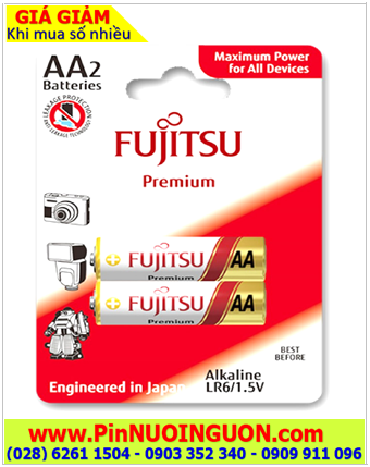 Fujitsu AA LR6 Preminum; Pin Fujitsu Premium LR6 Alkaline 1.5v _Made in Indonesia _Vỉ 2viên